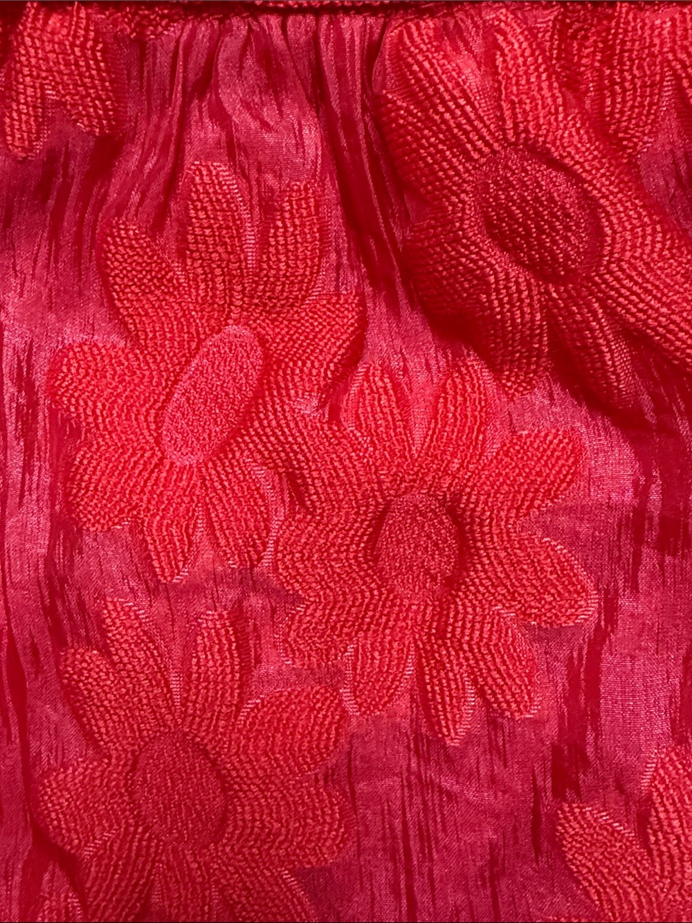 Entro Bright Orange Red Floral Textured Tiered Flutter Sleeve Dress XL - Picture 3 of 5